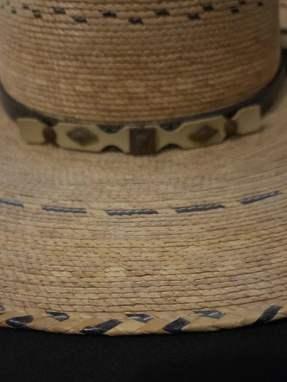 100% Palm  Hat with Decorative Band From Mexico.